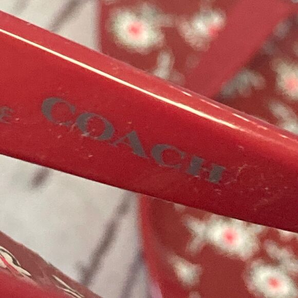 Coach Sandals Womens 8B Red Floral Abbigail Turn-Lock Flip Flops Thongs Logo - Picture 6 of 10